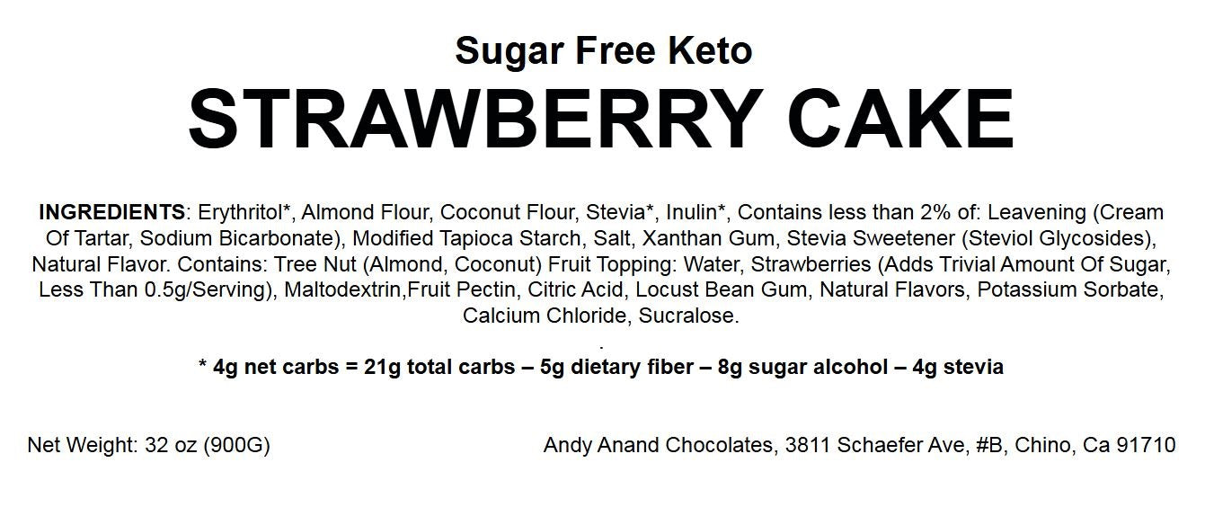 Andy Anand Keto Sugar Free Chocolate Strawberry Cake  9" - No Added Sugar For Diabetic Fresh Baked Gourmet Cake - Perfect for keto dessert lovers (2 lbs)