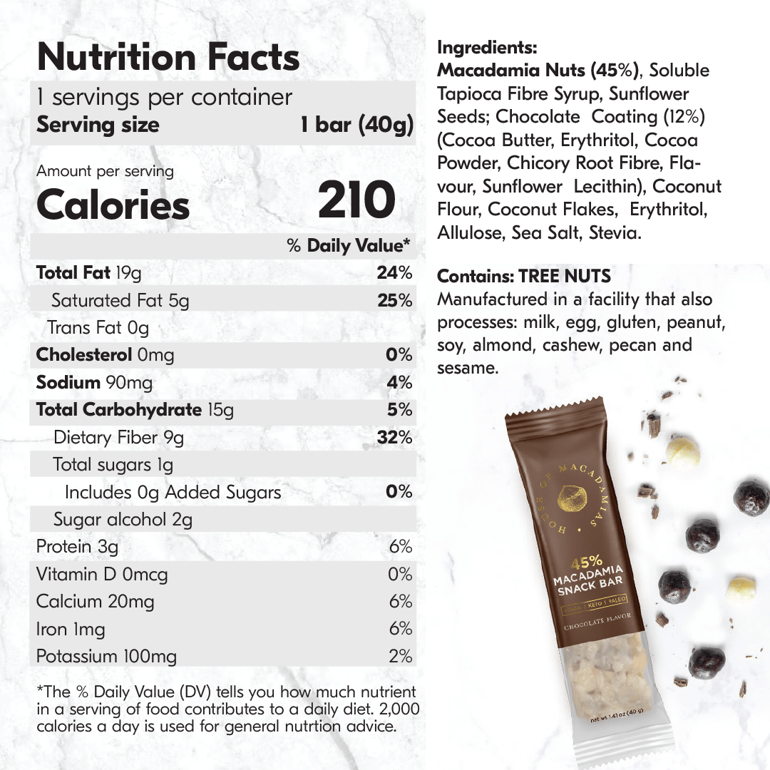 Chocolate Macadamia Nuts Snack Bar (12 Bars)