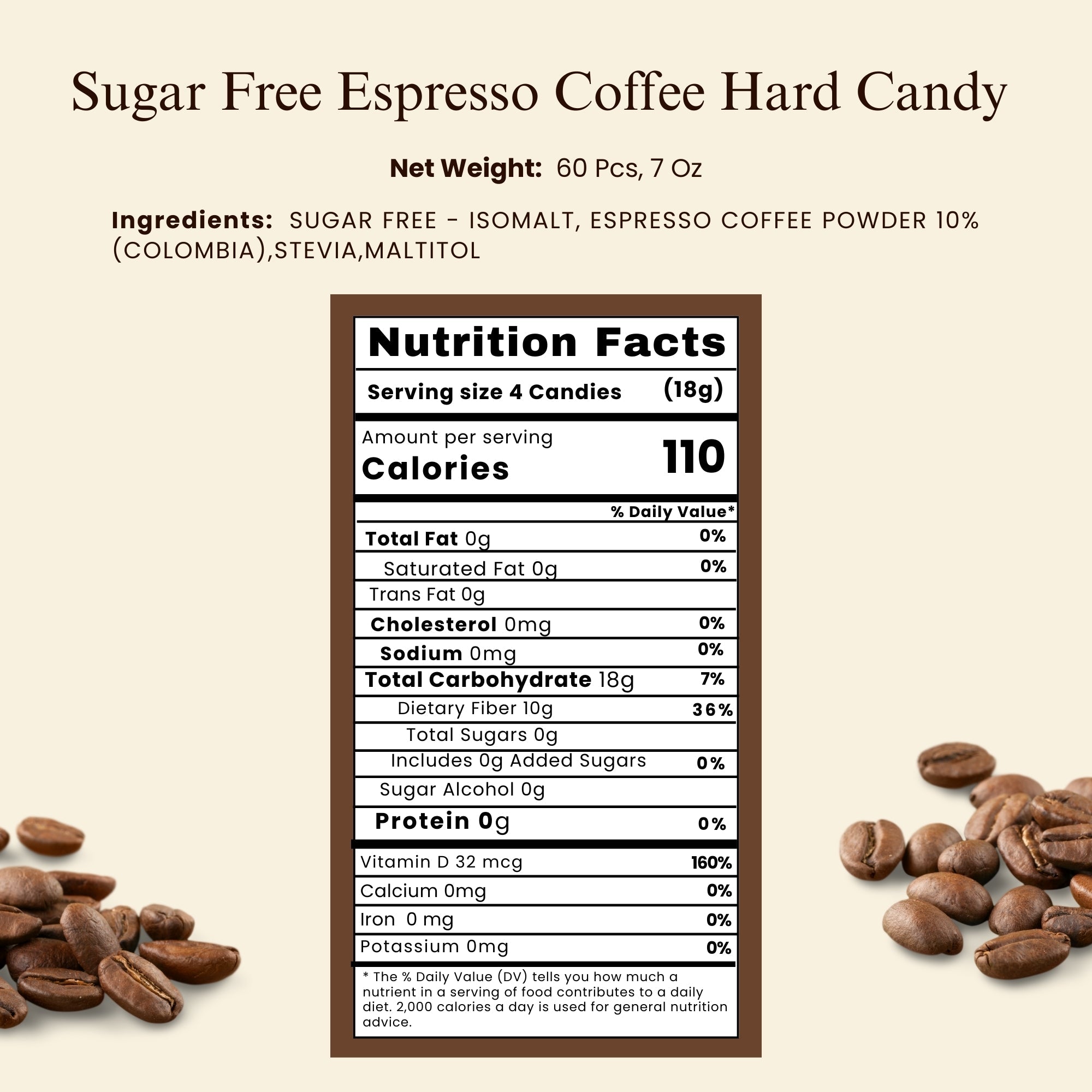 Andy Anand Sugar Free Espresso Coffee Candy, Stevia Candy for Diabetics, Hard Candy Sugar Free - A Delicious and Healthy Option 7 Oz