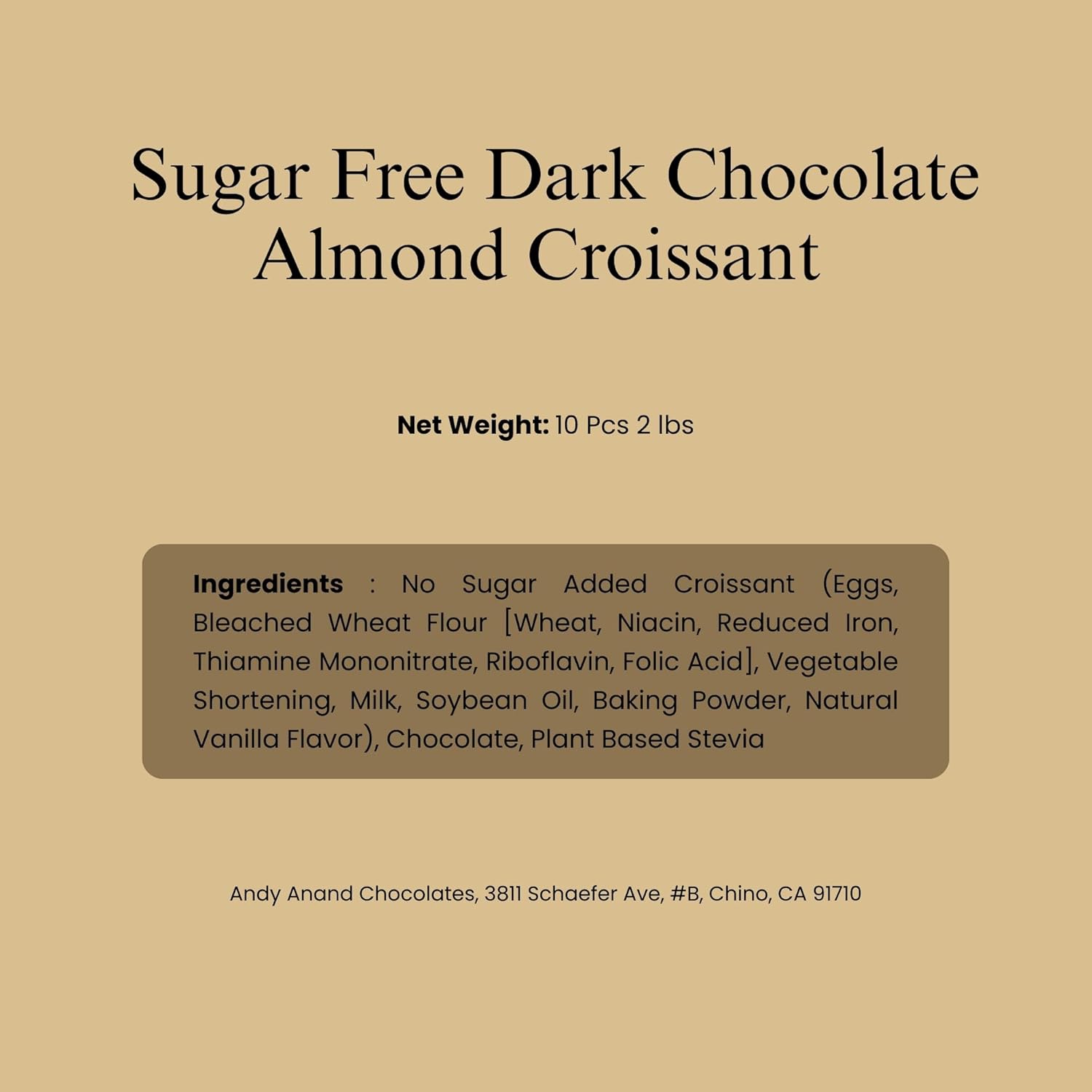 Andy Anand Dark Chocolate Almond Croissants Cake, 10 Pcs Handcrafted Guilt-Free Treats 2 lbs