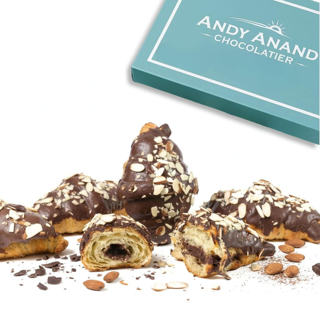 Andy Anand Dark Chocolate Almond Croissants Cake, 10 Pcs Handcrafted Guilt-Free Treats 2 lbs
