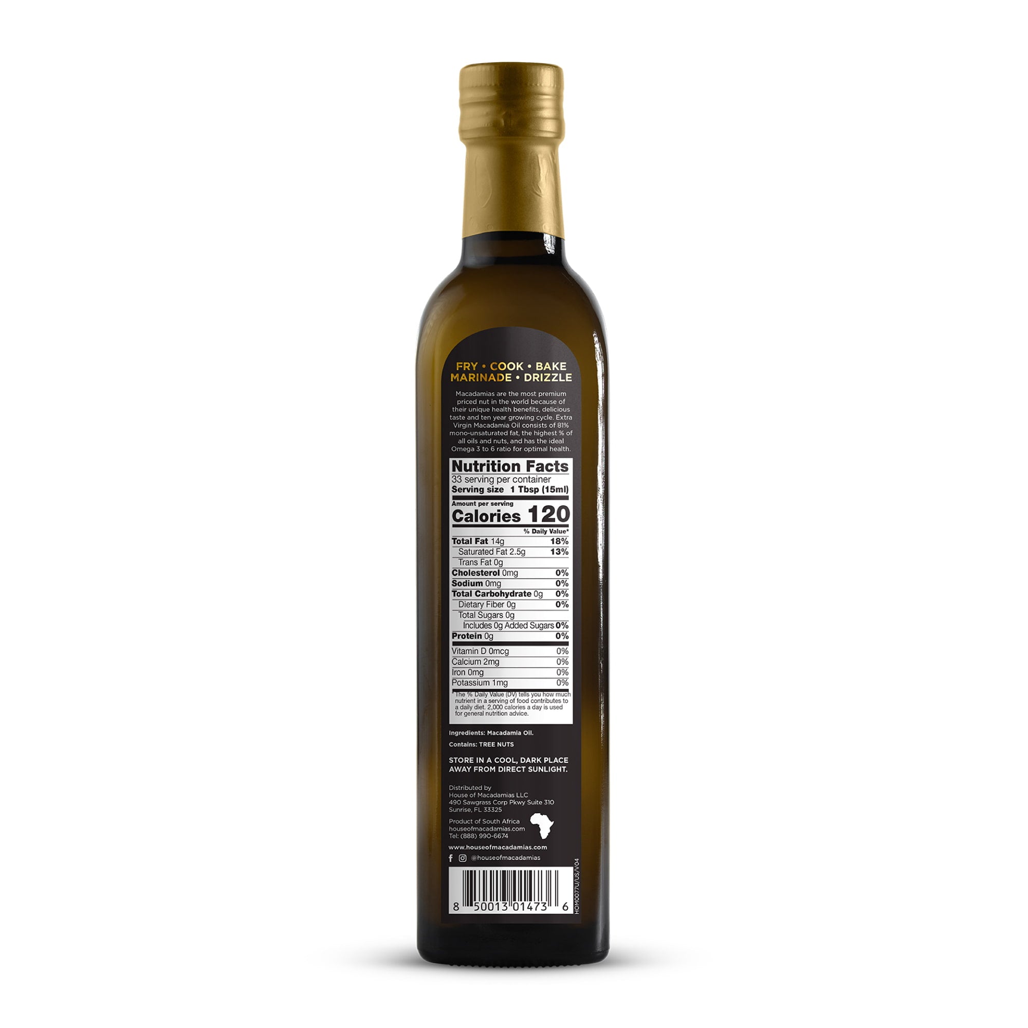Macadamia Oil Extra Virgin Cold Pressed 16.9 oz.