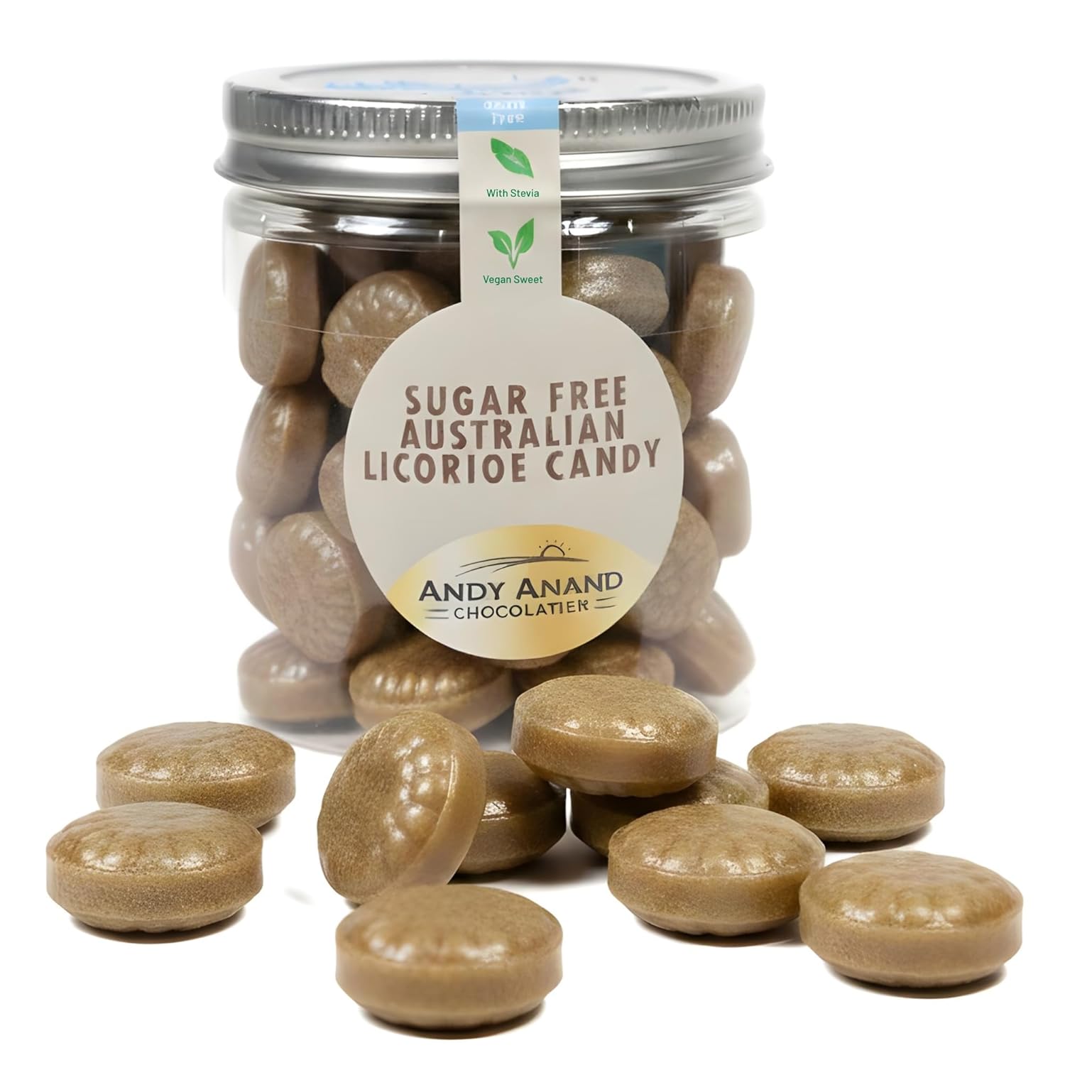 Andy Anand Chocolatier Sugar Free Australian Licorice Hard Candy - Made in Europe Naturally Sweetened with Stevia, Individually Wrapped Licorice With No Artificial Flavors (7 Oz)