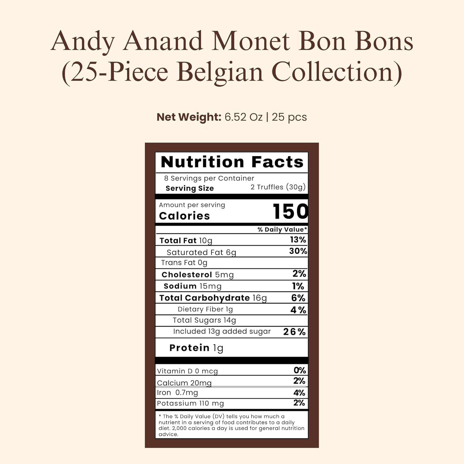 Andy Anand's Monet Collection, a Symphony of Chocolate Bon Bon Truffles: A Melodic Medley of 25 Exquisite Pieces, Crafted in Belgium (6.52 oz)
