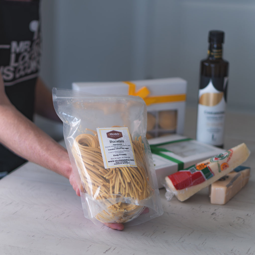 Cacio e Pepe Bundle with Bucatini, Spinach and Roasted Corn Ravioli