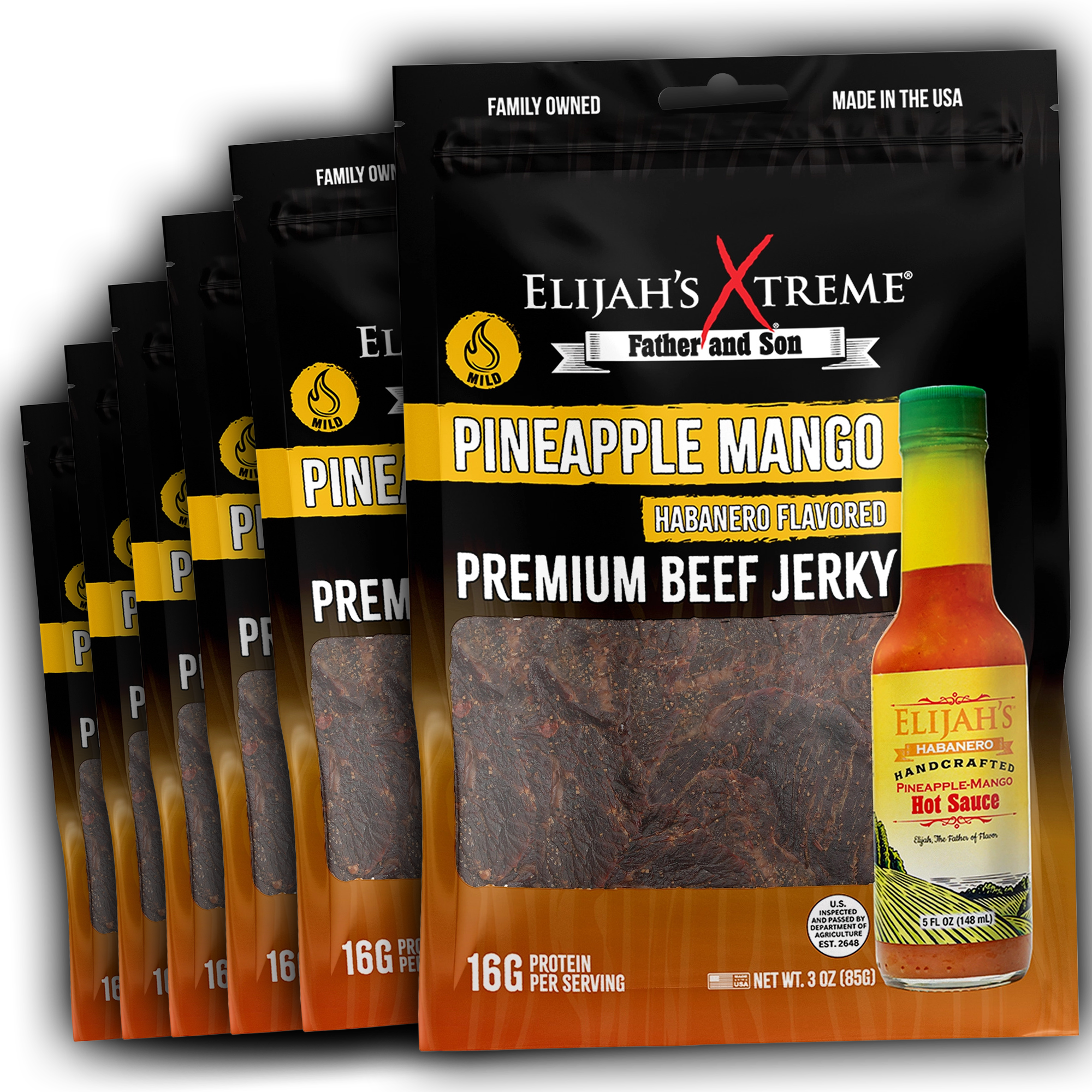 Pineapple-Mango Habanero Beef Jerky - 6 bags (1lb)