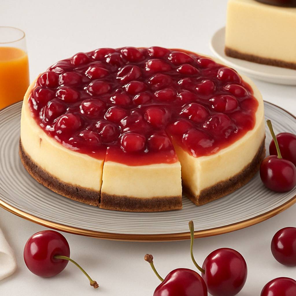 Andy Anand Gluten Free Cherry Cheesecake 9" - Creamy But Gluten-Free Cheesecake Near Me Freshly Baked Desserts (3.4 lbs)