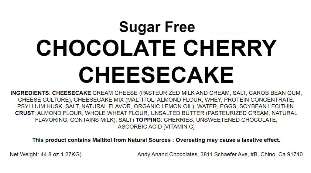 Andy Anand Sugar Free Chocolate Cherry Cheesecake 9" with Real Chocolate Truffles: Handcrafted with Passion, Best Cheese Cake For Celebrations & Diabetic Friendly Dessert Lovers (2.8 lbs)
