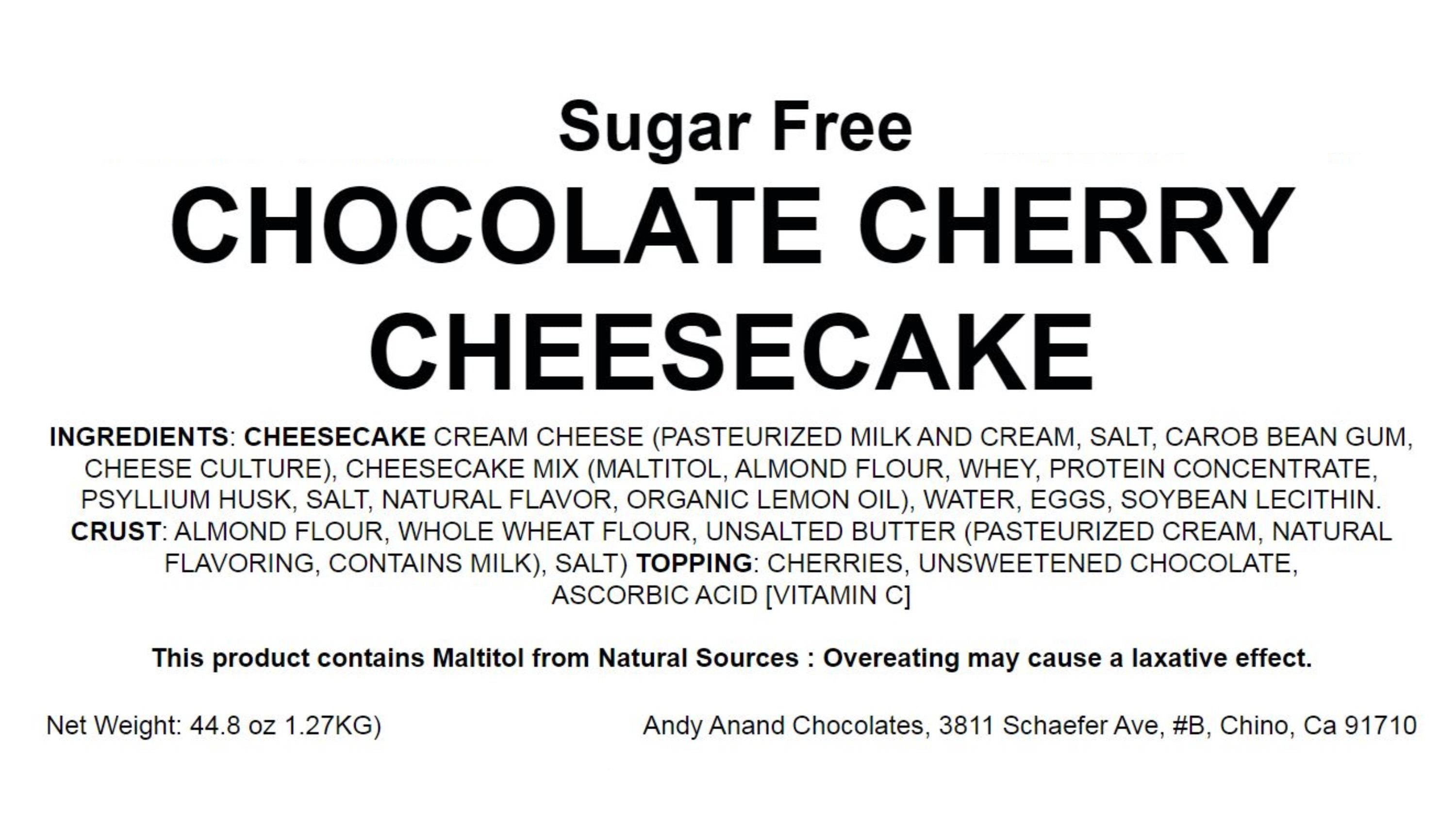 Andy Anand Sugar Free Chocolate Cherry Cheesecake 9" with Real Chocolate Truffles: Handcrafted with Passion, Best Cheese Cake For Celebrations & Diabetic Friendly Dessert Lovers (2.8 lbs)