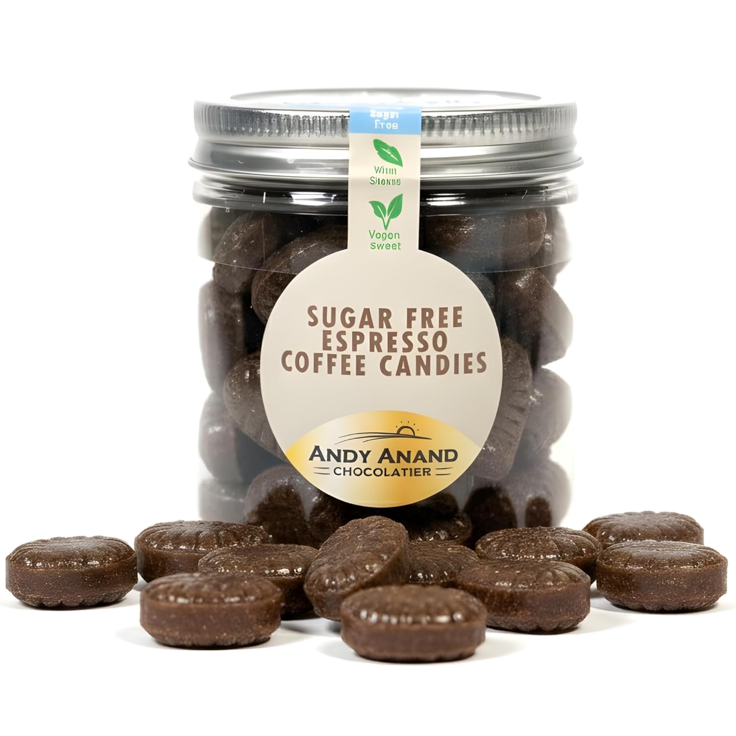 Sugar Free Coffee Candy at Andy Anand Chocolatier - Made in Europe Gluten Free & Diabetic Friendly Coffee Candy, With Real Unique Flavor Hard Candy Individually Wrapped (60 Pcs, 7 Oz)