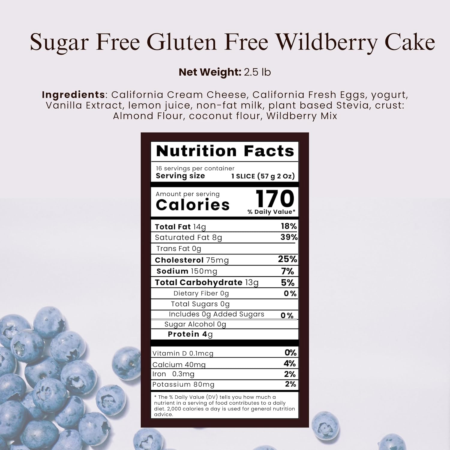 Andy Anand Gluten Free Sugar Free wildberry cake (2.5 lbs) Enjoy the amazing taste of a classic cake without the sugar! Perfect for guilt-free celebrations