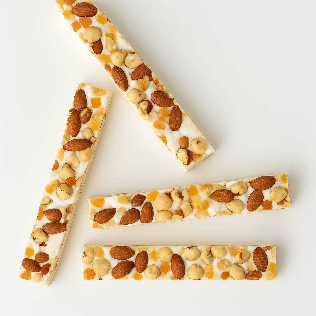 Andy Anand Chocolatier Orange Peel Nougat – Soft Nougat Brittle with Roasted Almonds & Wildflower Honey from Spain – Gluten-Free, Vegan, Dairy & Soy-Free Gourmet Snack, 7 oz Box