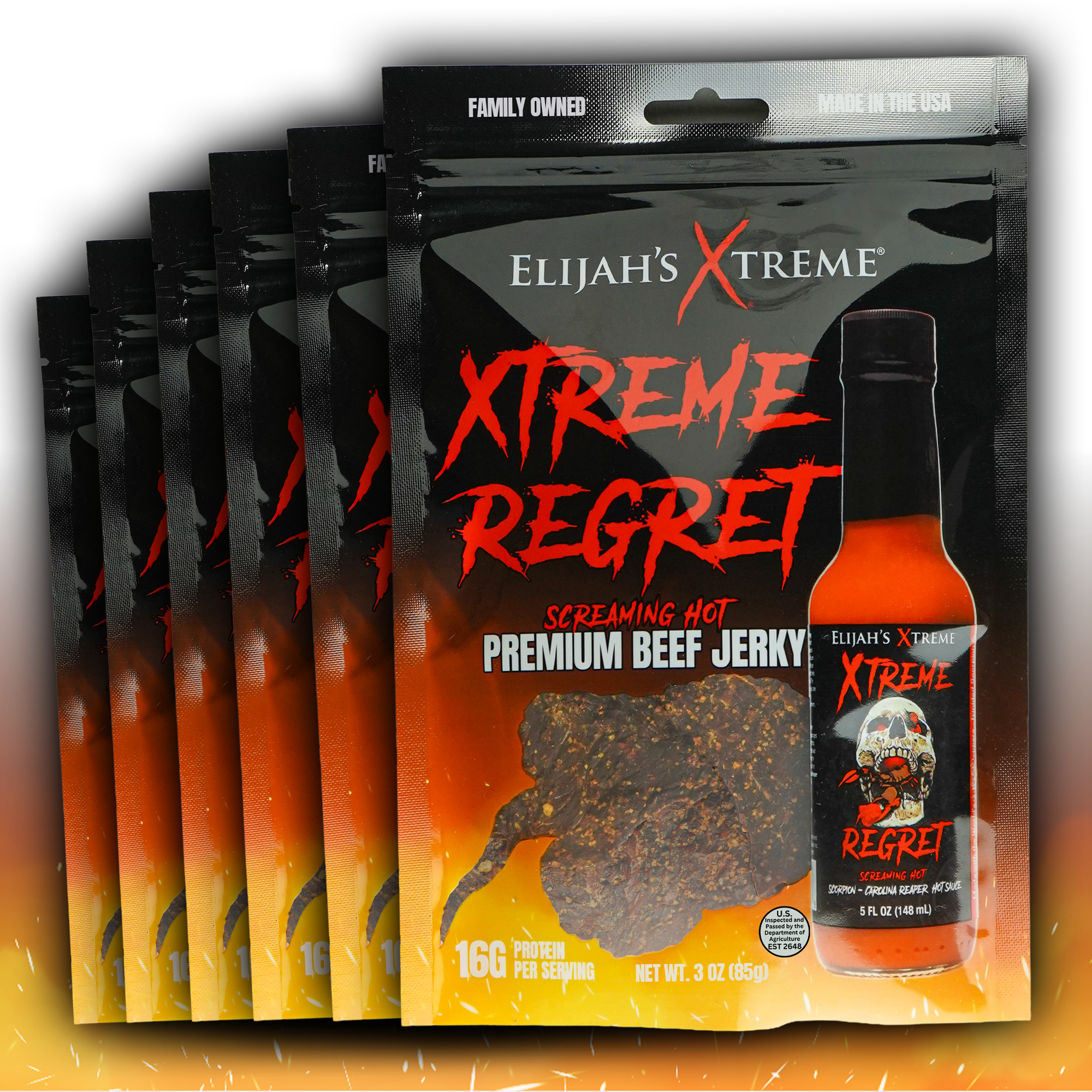 Xtreme Regret Spicy Beef Jerky - 6 bags (1lb)