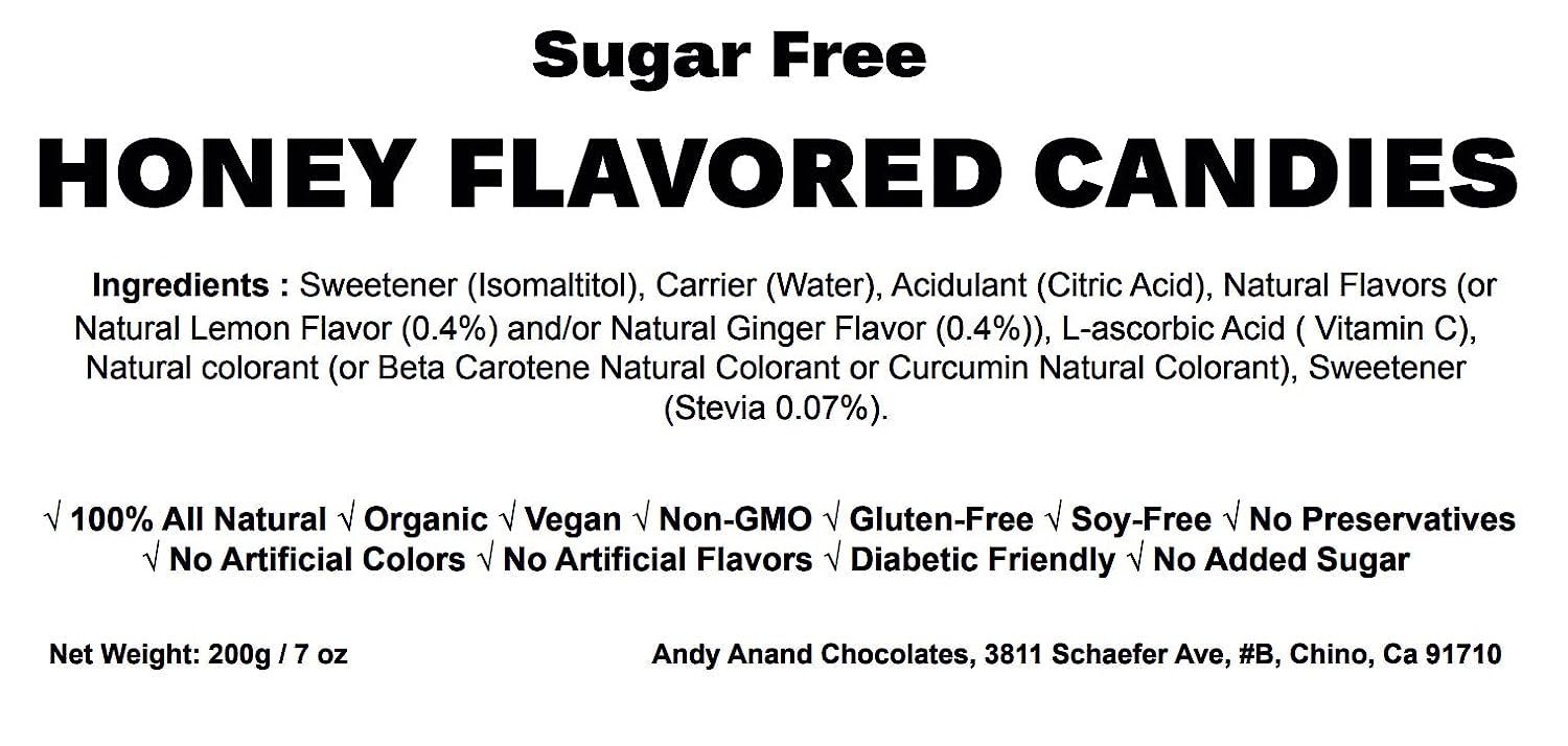 Andy Anand Sugar Free Honey Ginger Candy, Propolis, Vit C 70 Pcs. Flown Fresh from Europe variety pack. Amazing delicious taste. You will not believe it is sugar free 7 oz