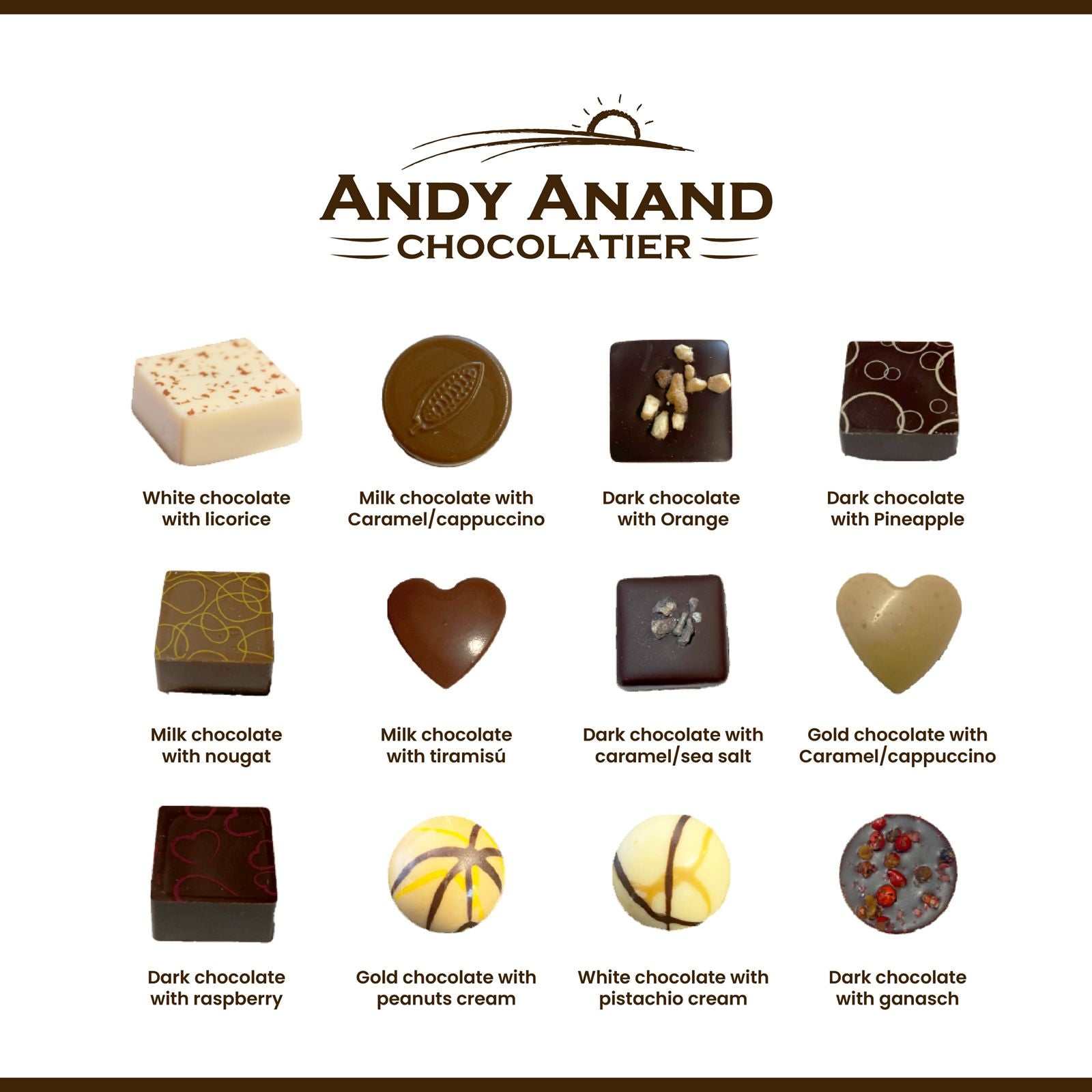 Andy Anand Belgian Chocolate Truffles Gift Box – Gourmet Bonbon Ganache Assortment (25 Pcs, 7.8 oz) Made with 60% Chocolate (Cocoa Butter)
