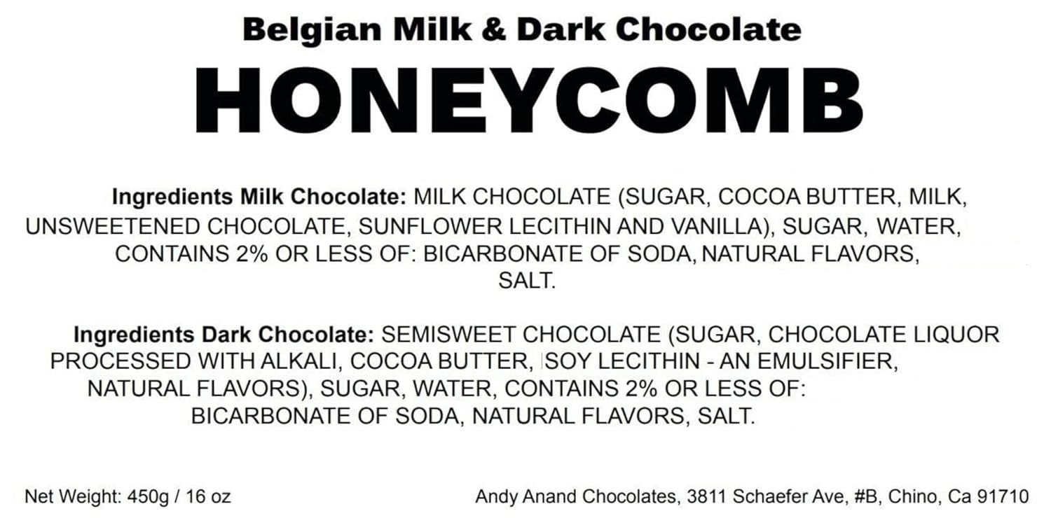 Andy Anand Belgian Honeycomb Milk & Dark Chocolate – 1 lb Handmade Sponge Crunch Delight, Crafted with 60% Chocolate (Cocoa Butter), Perfect Gift Box for Any Occasion