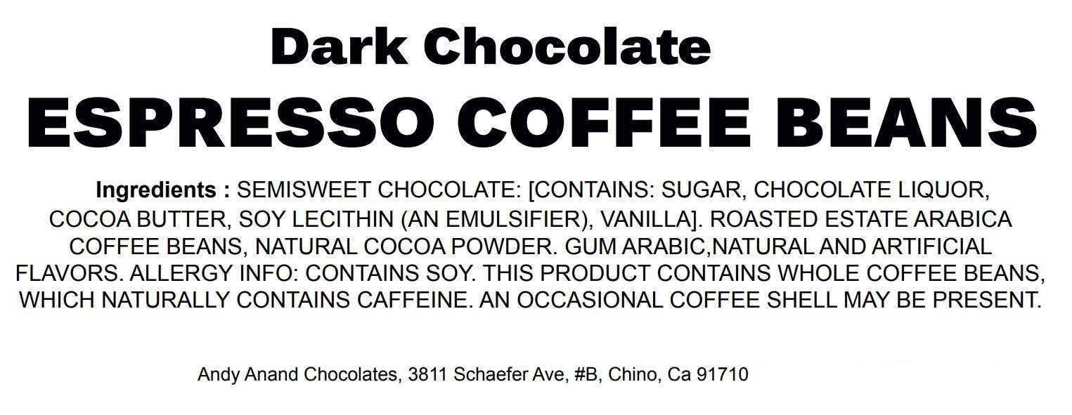 Andy Anand Vegan Dark Chocolate Coffee Espresso Beans – 1 lb “Irresistible Chocolate Bliss” Gift Box, Decadent Treats Made with 60% Chocolate (Cocoa Butter)
