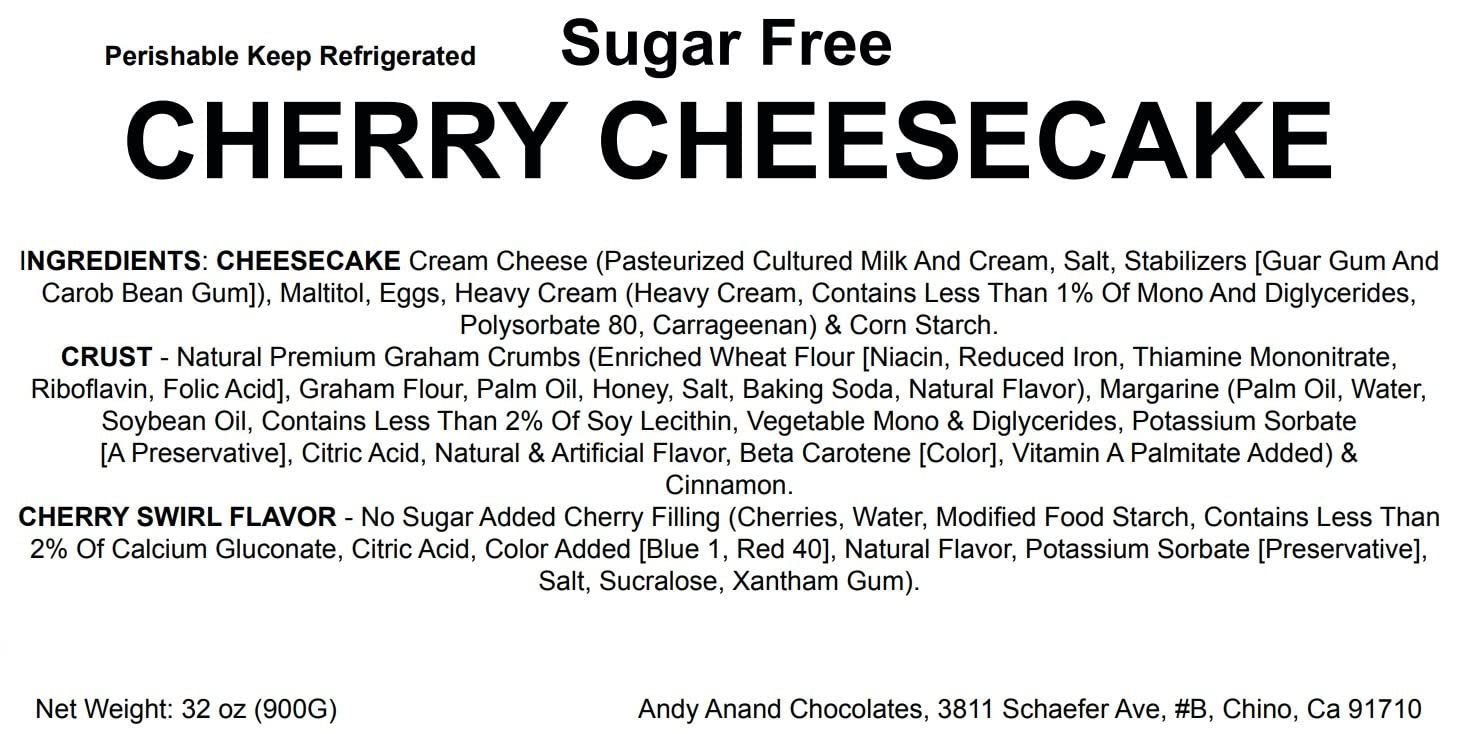 Andy Anand Sugar Free Cherry Cheesecake - Deliciously Indulgent, Best Cheese Cake Near Me For Wedding Anniversary Celebrations & Dessert Lovers (3.4 lbs)