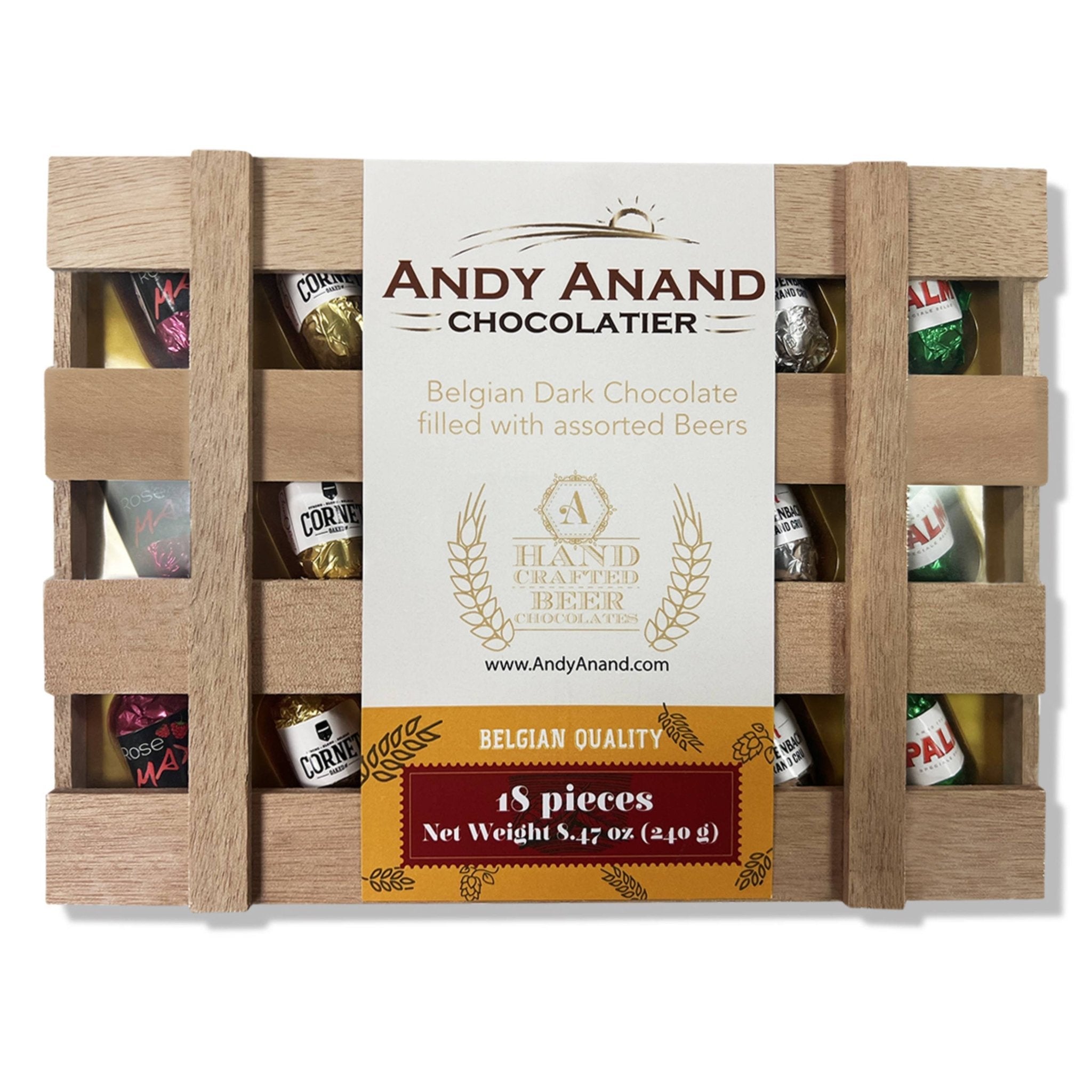 Andy Anand Liquor Filled Chocolate Bottles – Vegan Dark Chocolate ,Beer Flavor, 18 Pcs, Made with 60% Chocolate (Cocoa Butter)