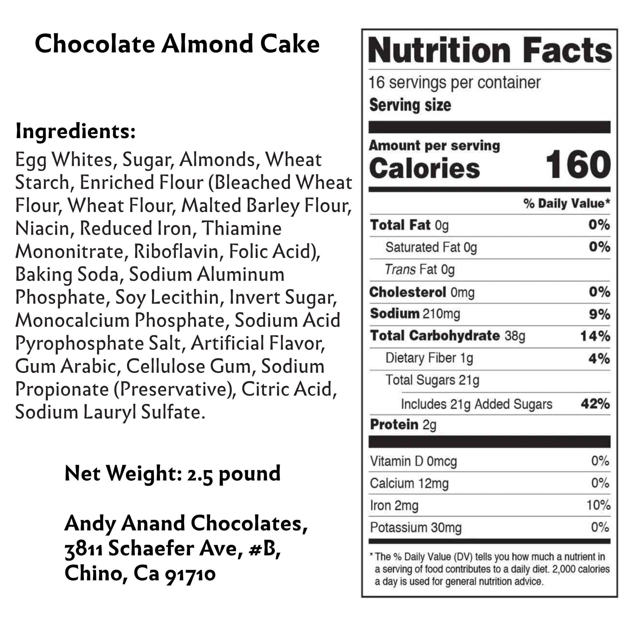Andy Anand Exquisite 9" Chocolate Almond Cake: Freshly Crafted in Traditional Style - Amazing Decadent Cakes From Bakery (2.5 lbs)