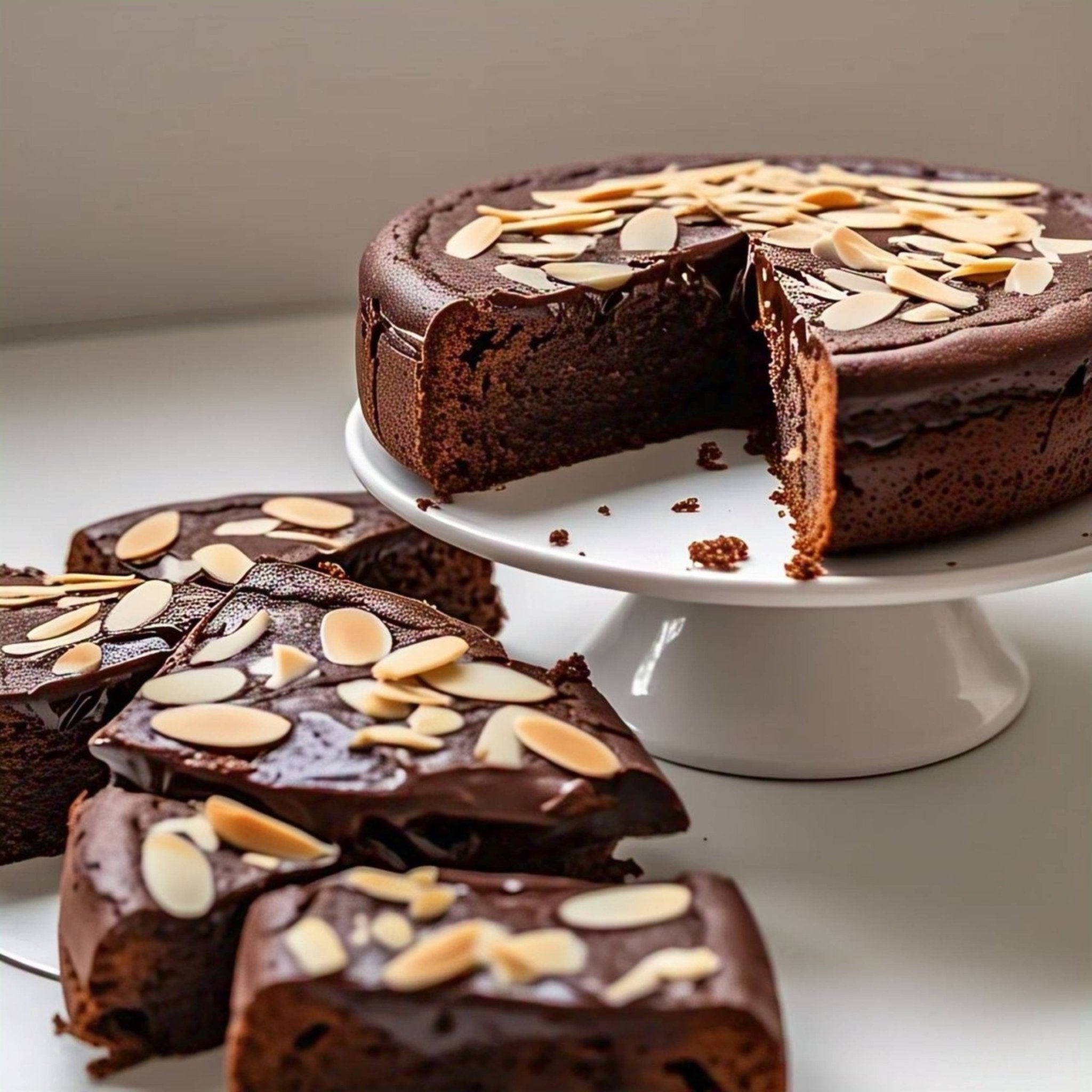 Andy Anand Sugar Free Chocolate Almond Cake Sweetened with Stevia, Guilt Free Sweetness In No Sugar Added Cakes From Bakery (2.5 lbs)