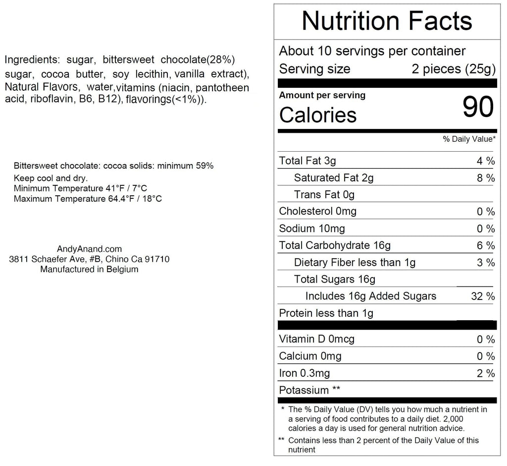 Andy Anand Non Alcoholic Vegan Chocolate – Vegan Dark Chocolates, 18 Pieces, Six Unique Flavors, Crafted with 60% Cocoa Butter