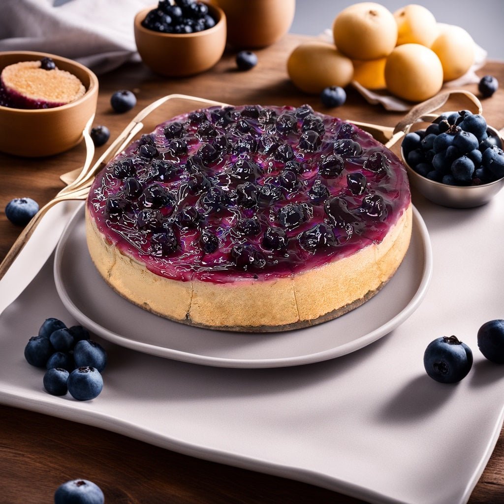 Andy Anand Gluten Free Blueberry Cheesecake 9" - Decadent Gluten Free Cheese Cake Near Me Dessert Lovers, A Guilt-Free Treat (2 lbs)