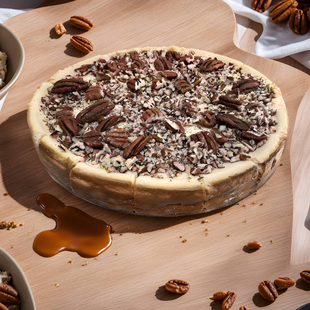 Andy Anand Gluten Free Caramel Pecan Cheesecake 9" - Experience the Richness Gluten Free Cheesecake Near Me Desserts (2.8 lbs)