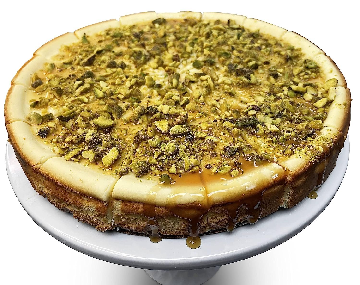 Andy Anand Gluten Free Caramel Pistachios Cheesecake 9" - Made Fresh In Traditional Way, Gluten Free Bakery Cheesecake Near Me (2 lbs)
