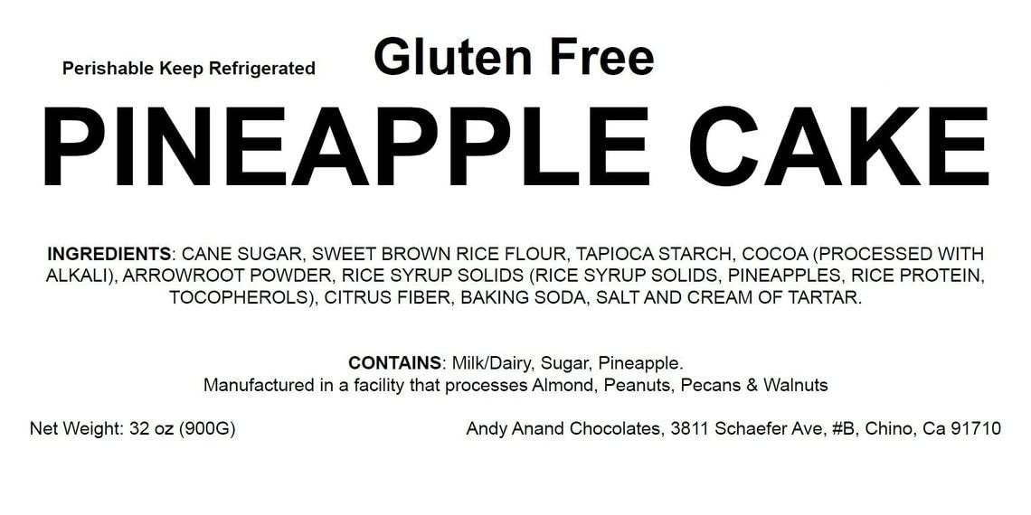 Andy Anand Gluten Free Pineapple Cake 9" - Irresistible Creations, Indulge in Cake - A Delicious and Moist Treat (2.6 lbs)