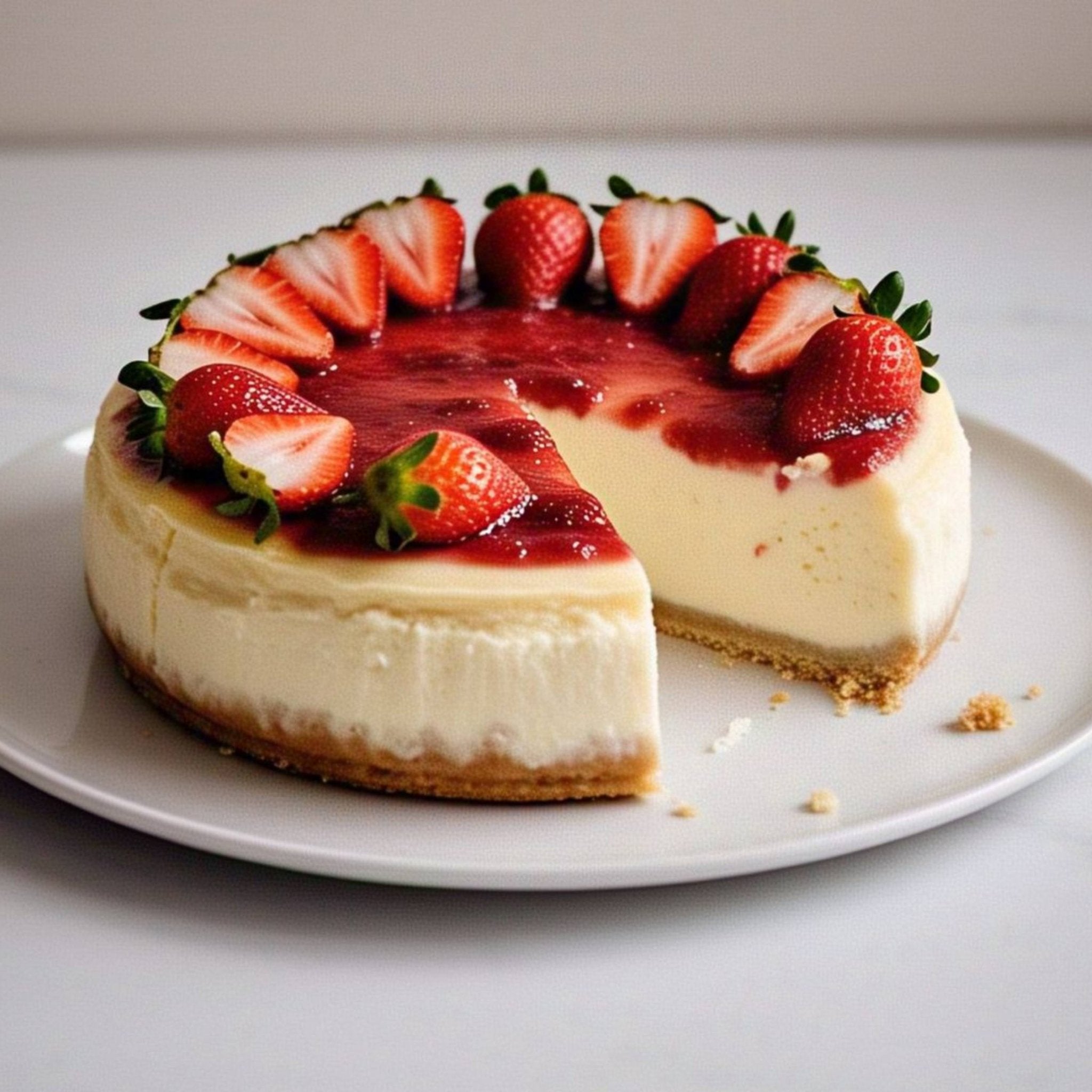 Andy Anand Gluten Free Sugar Free Strawberry Cheesecake 9" - No Preservatives or Chemicals, Creamily Topped, Best Cheesecake Near Me For Celebrations & Dessert Lovers (3.4 lbs)