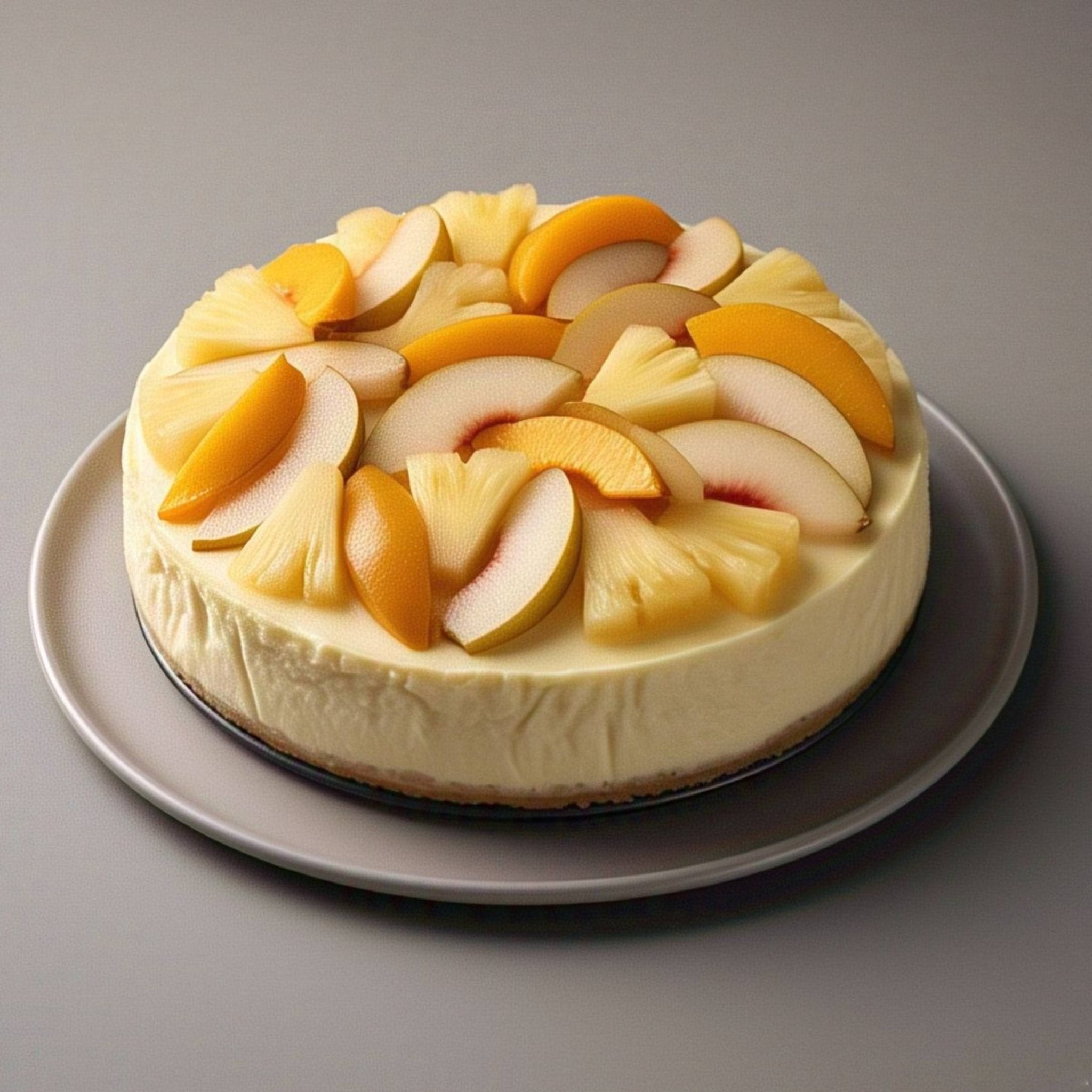 Andy Anand Freshly Baked Tropical Fruit Cheesecake, Glazed with Pineapple, Pears & Peach, The Perfect Cheesecake Near Me - Order Now and Taste the Difference (2 lbs)