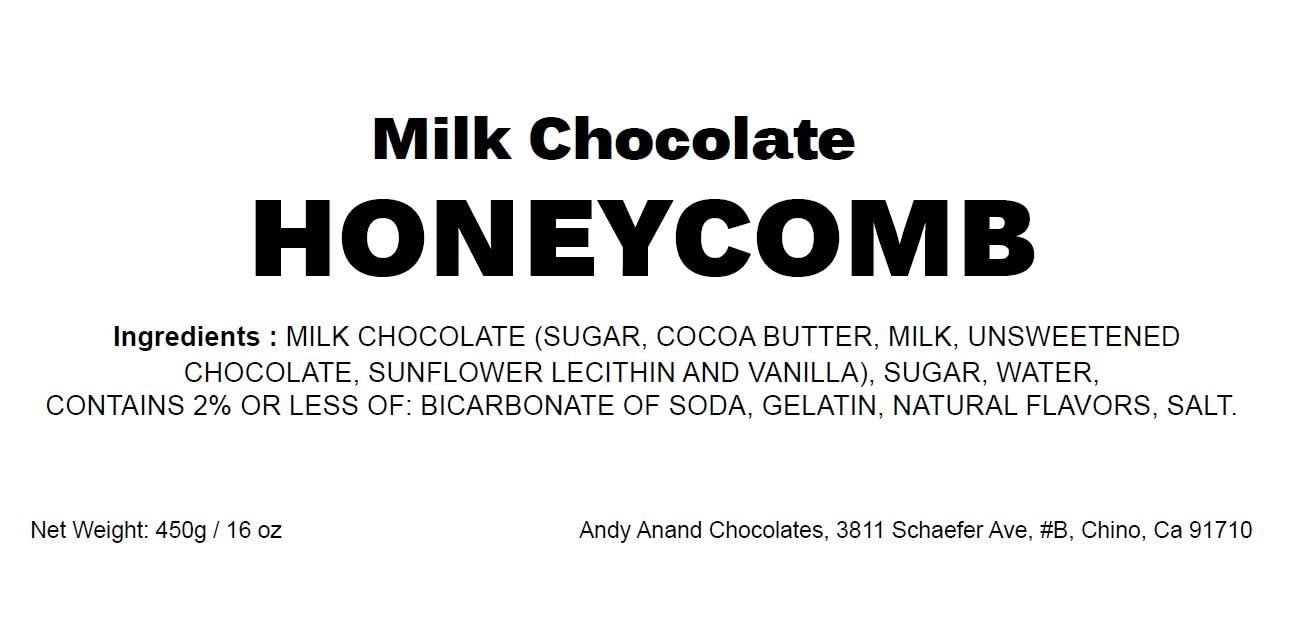 Andy Anand Honeycomb Milk Chocolate 1 lb – Crafted with 60% Chocolate (Cocoa Butter), Gourmet Chocolate Gift Box