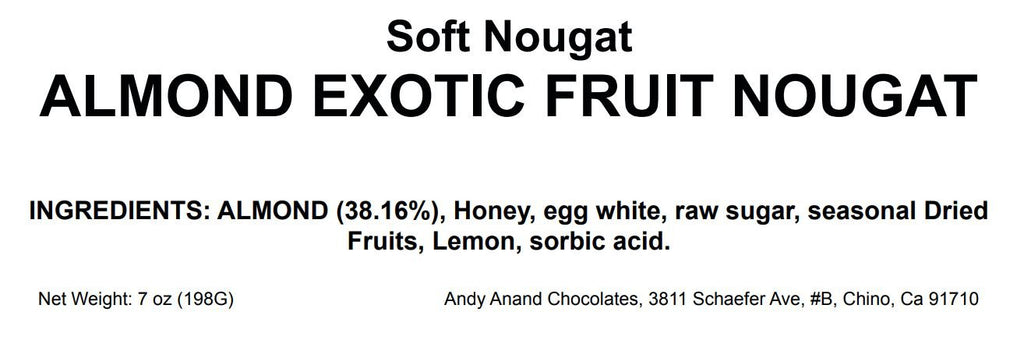 Andy Anand Roasted Almond Fruit Nougat - Soft Exotic Fruit Nougat Brittle, 22 bite-sized, Traditional European Turron - A Delicious and Traditional Treat – 7 Oz