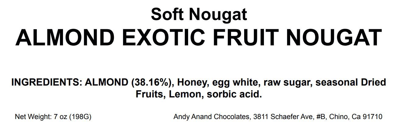 Andy Anand Roasted Almond Fruit Nougat - Soft Exotic Fruit Nougat Brittle, 22 bite-sized, Traditional European Turron - A Delicious and Traditional Treat – 7 Oz
