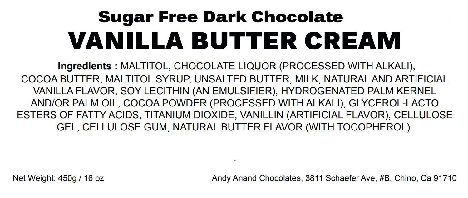 Andy Anand Sugar Free Vanilla Butter Cream Chocolate 1 lbs "Indulge in Rich Dark Chocolate Delights" Dark Chocolate No Sugar Added - A Delicious and Healthy Option