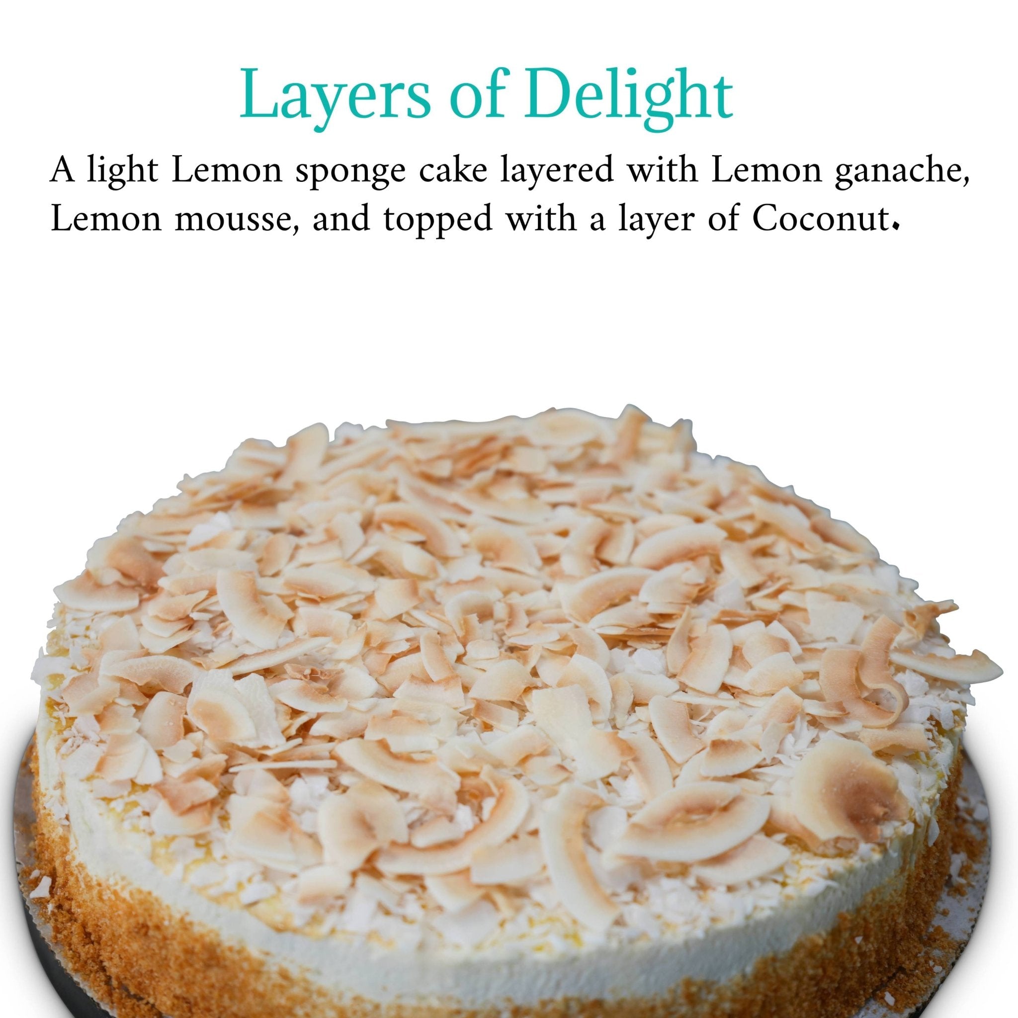 Andy Anand Lemon Mousse Cake Sugar Free Coconut Bakery Dessert (3 lbs)