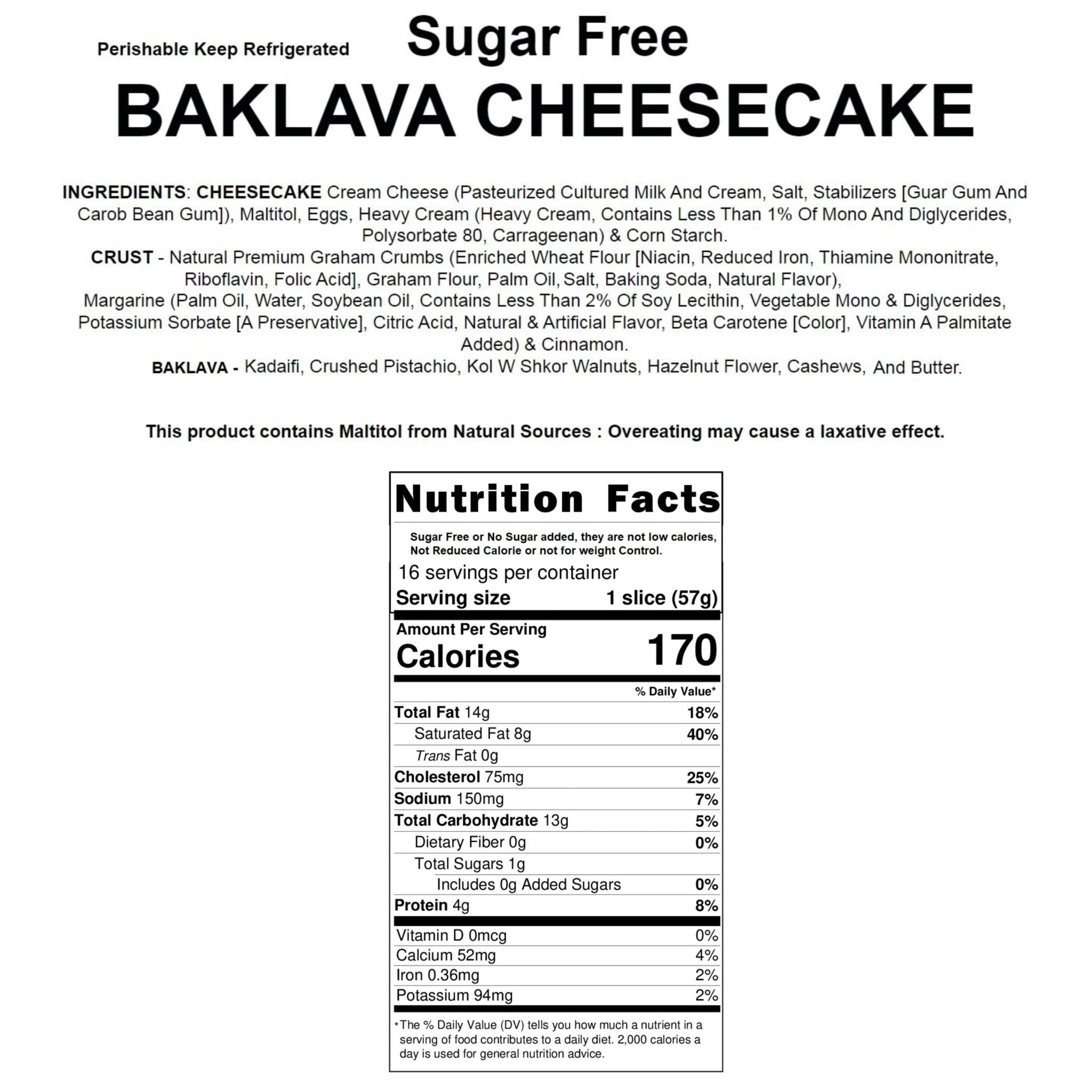 Andy Anand Sugar Free Baklava Cheesecake: Unparalleled Freshness, Best Cheese Cake For Diabetic Friendly Dessert Lovers (9-inch, 2.8 lbs)