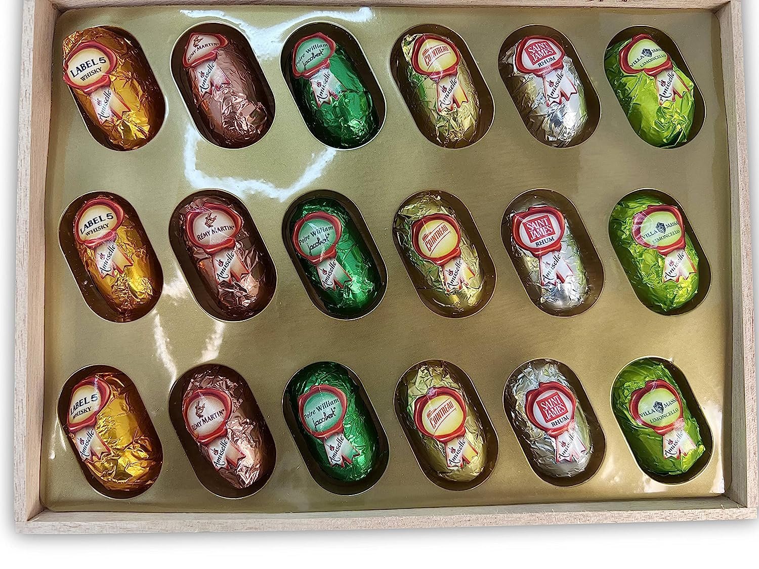 Andy Anand Vegan European Liqueur Dark Chocolate Bottles Cordials – Non-Alcoholic Cordials Assortment, Premium 60% Chocolate (Cocoa Butter) Gift Box, 18 Count