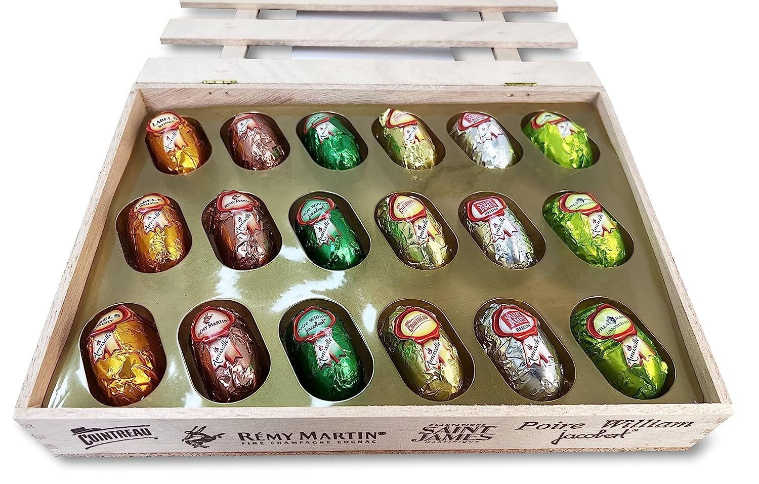 Andy Anand Vegan European Liqueur Dark Chocolate Bottles Cordials – Non-Alcoholic Cordials Assortment, Premium 60% Chocolate (Cocoa Butter) Gift Box, 18 Count